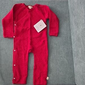 Organic Cotton Quilted Bee Wrap-Front Baby Jumpsuit 12m